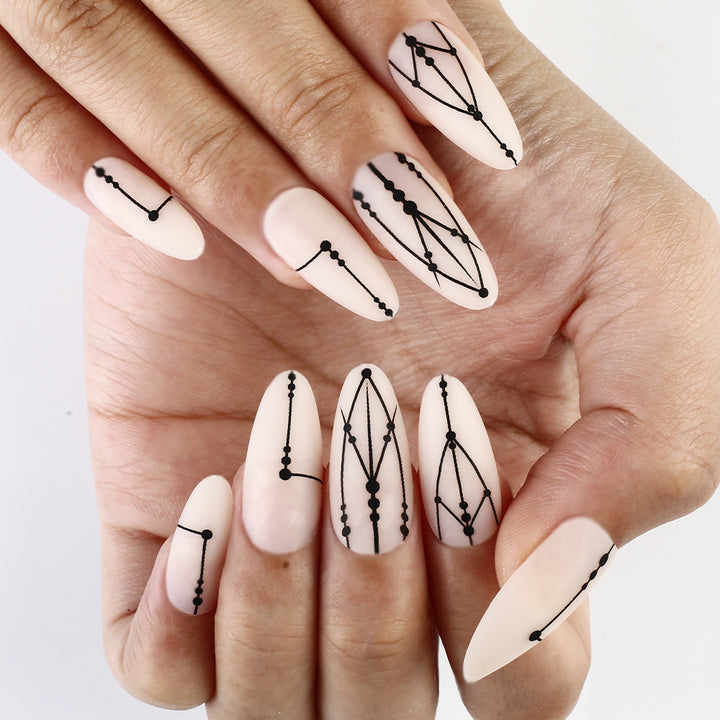 Artistic Geometric Press-On Nails Bowlift