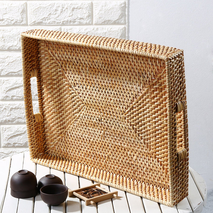 Handcrafted Rectangular Woven Serving Tray Bowlift