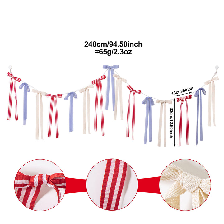 Unisex decorative bow garland with long ribbons and self-adhesive hangers Bowlift