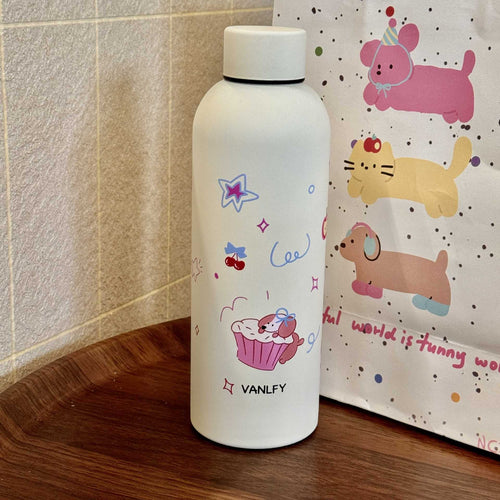Ladies insulated water bottle with playful animal design Bowlift