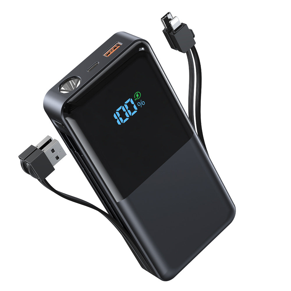 Power bank with integrated charging cables and LCD display Bowlift