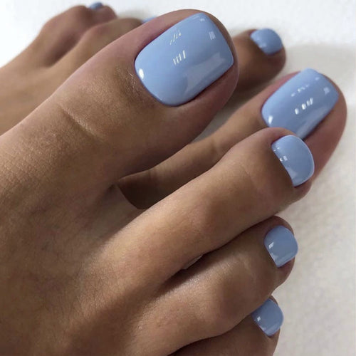Artificial nail set with delicate blue and caring accessories Bowlift
