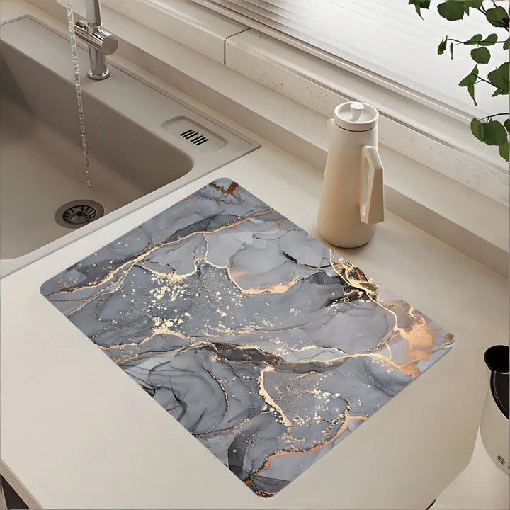 Stylish Marble Pattern Kitchen Mat Bowlift