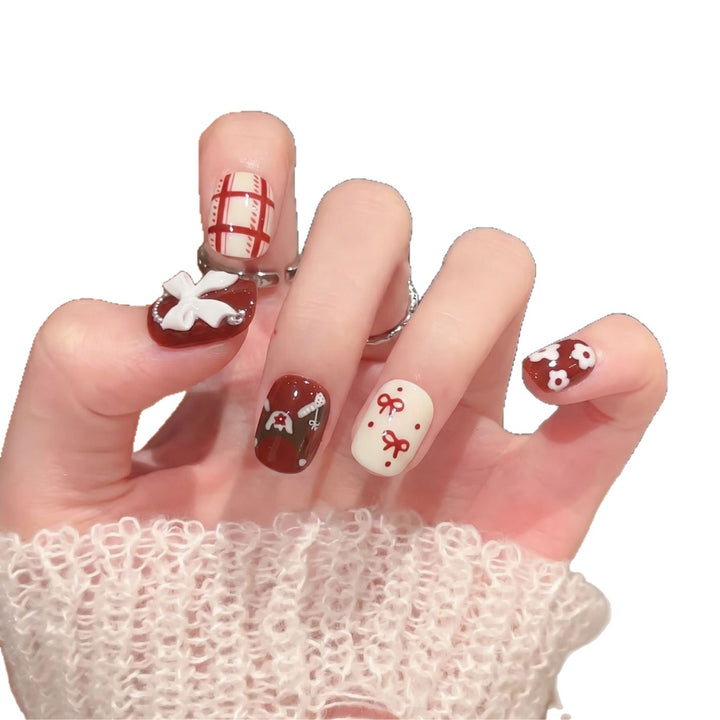 Decorative Press-On Nail Art Set with Unique Patterns Bowlift