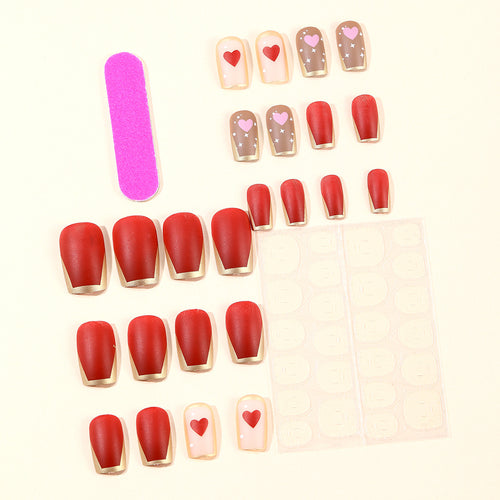Decorative Heart-Accent Gel Nail Art Extensions Bowlift
