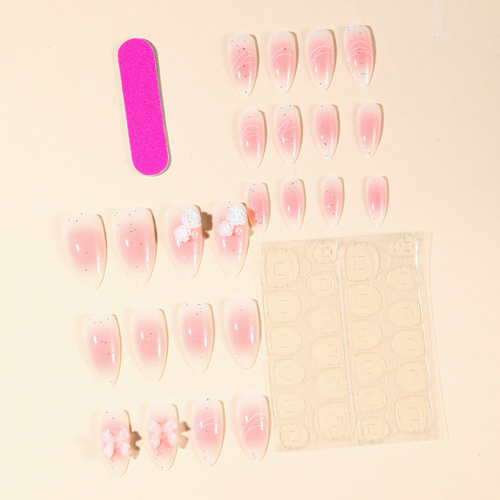 Elegant 3D Bow-Accent Nail Art Extensions Bowlift