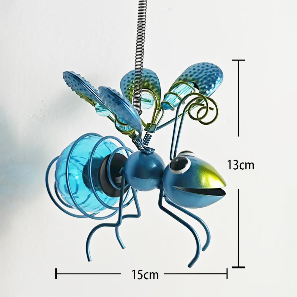 Whimsical Hanging Glass Bee Solar Garden Lantern Ornament Bowlift