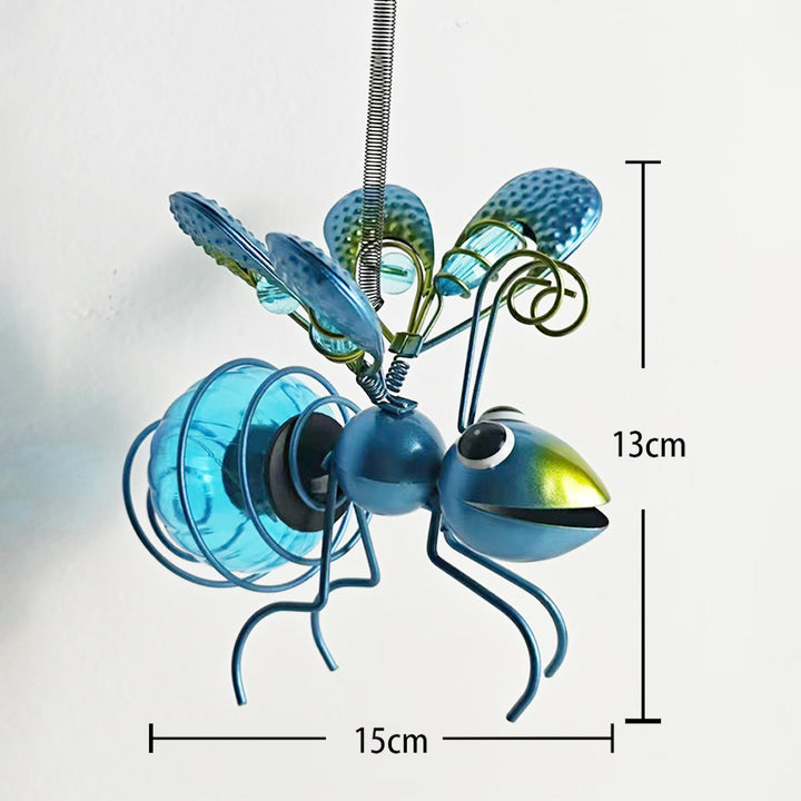Whimsical Hanging Glass Bee Solar Garden Lantern Ornament Bowlift