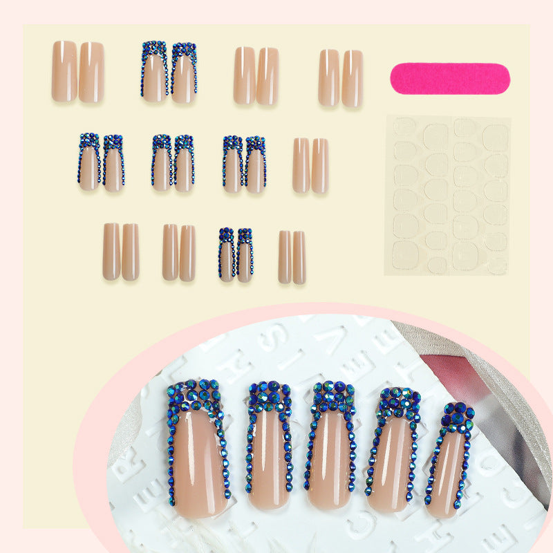 Designer Press-On Nail Set with Rhinestone Accents Bowlift