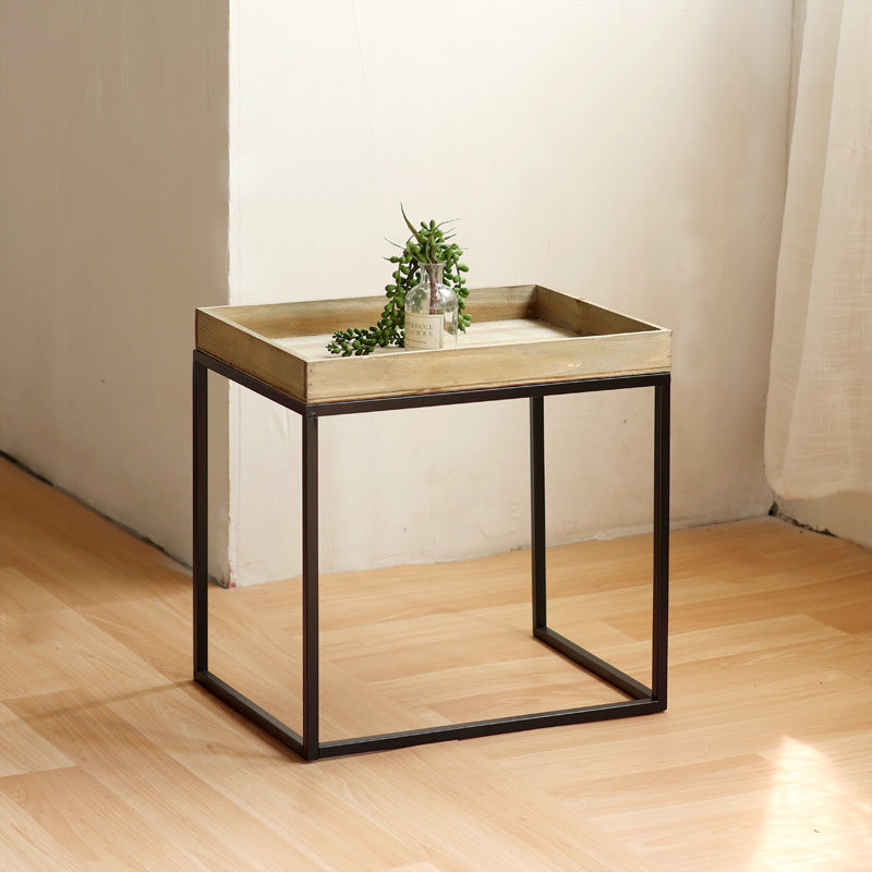 Modern side table with wooden tray Bowlift