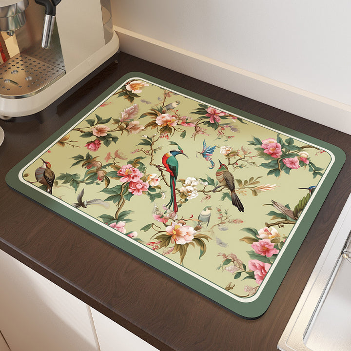 Vintage Floral Design Kitchen Comfort Mat Bowlift