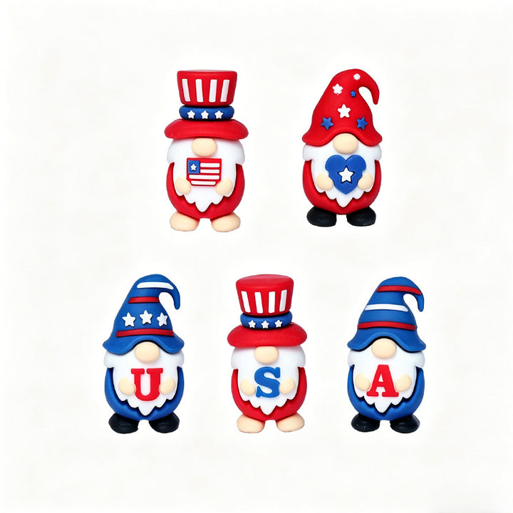 Unisex nan handcrafted decorative gnome set made of air-drying modeling clay with star and heart appliqué Bowlift