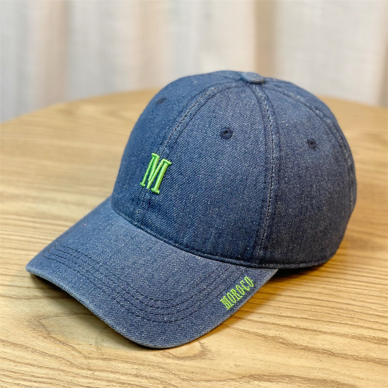 Men's Embroidered Denim Baseball Cap Bowlift