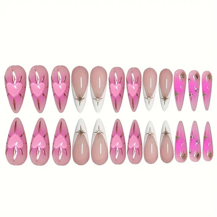 Heart-Embellished Stiletto Press-On Nails Bowlift