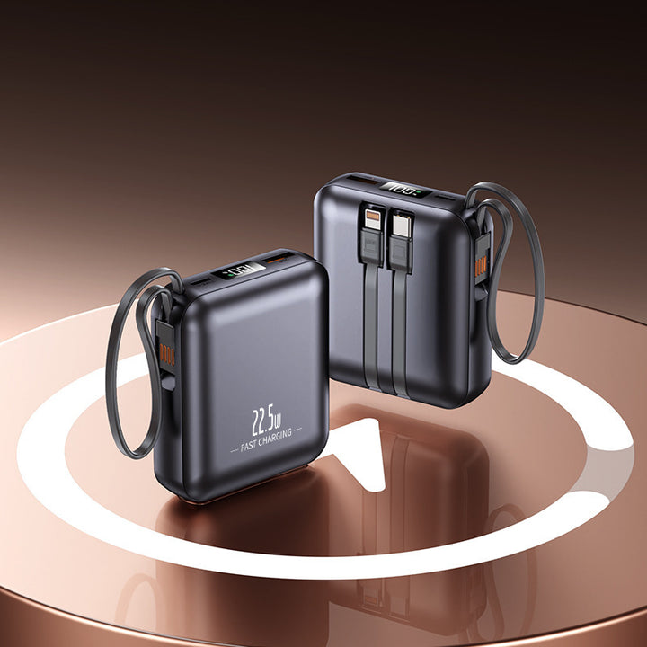 Portable power bank with fast charging function and integrated cable system Bowlift