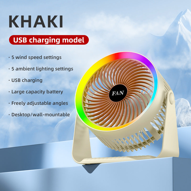Unisex USB Rechargeable Multifunctional Desk Fan Bowlift