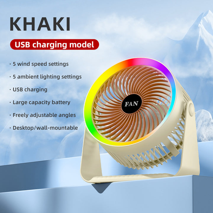 Unisex USB Rechargeable Multifunctional Desk Fan Bowlift