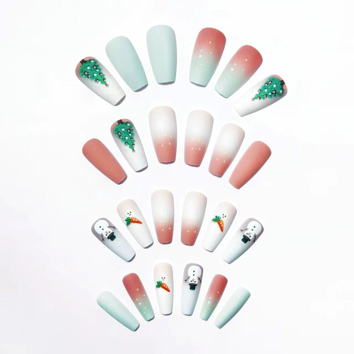 Artificial nails with winter snowman design Bowlift