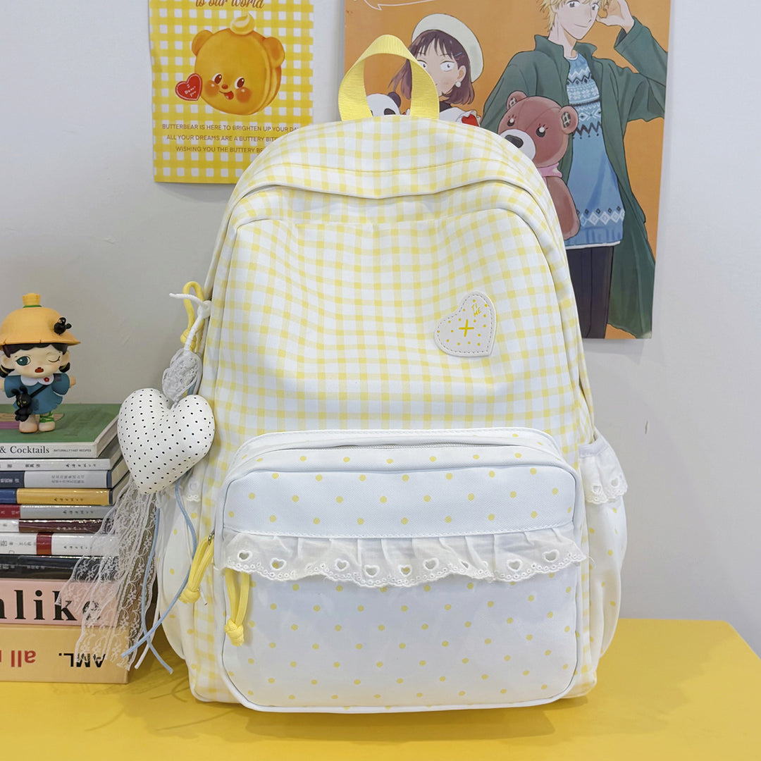 Playful Gingham Print Backpack