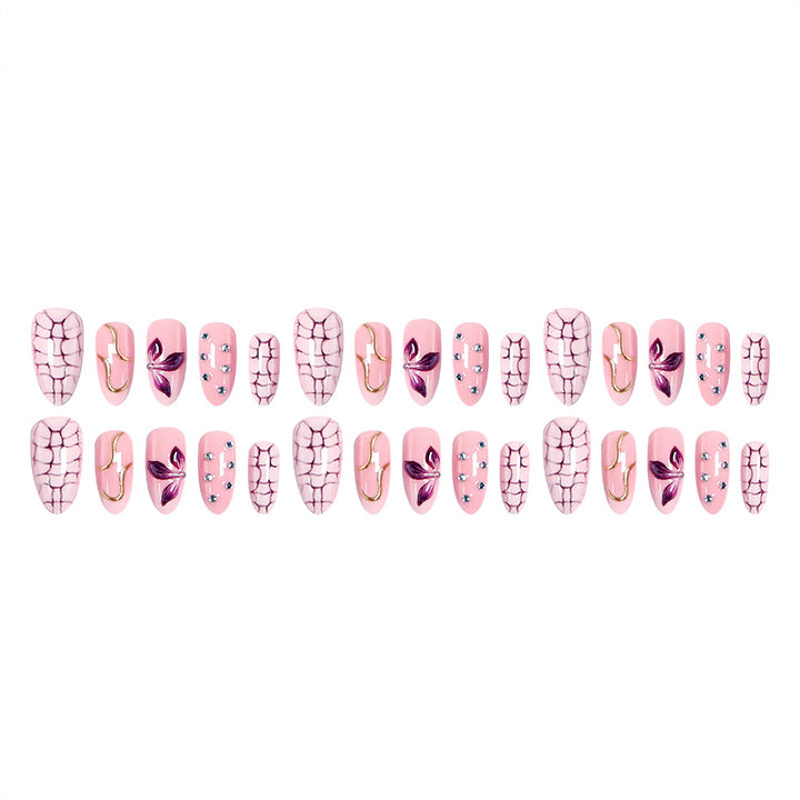 Acrylic nail set with glamorous design and sparkling accents Bowlift