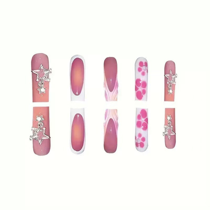 Decorative Floral Press-On Nails Bowlift