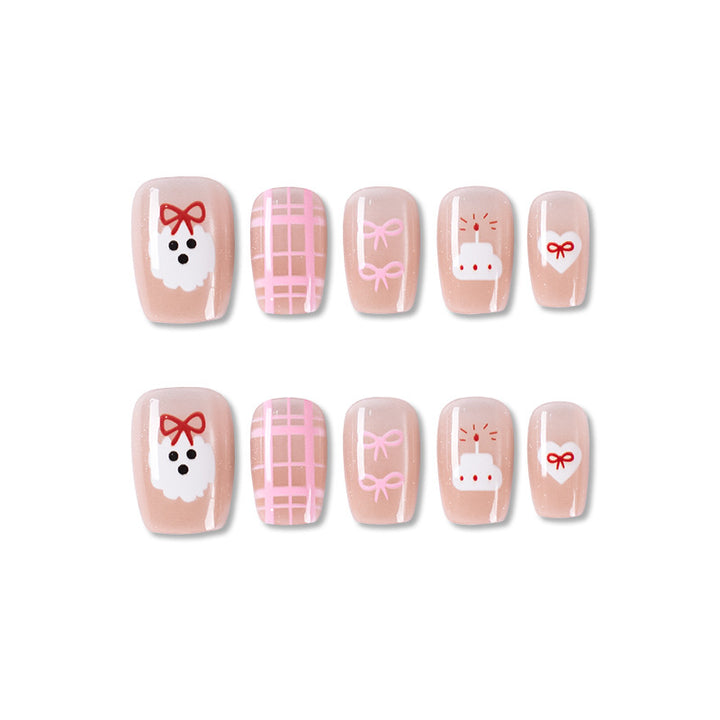 Playful Character-Themed Press-On Nail Set Bowlift 1787395325