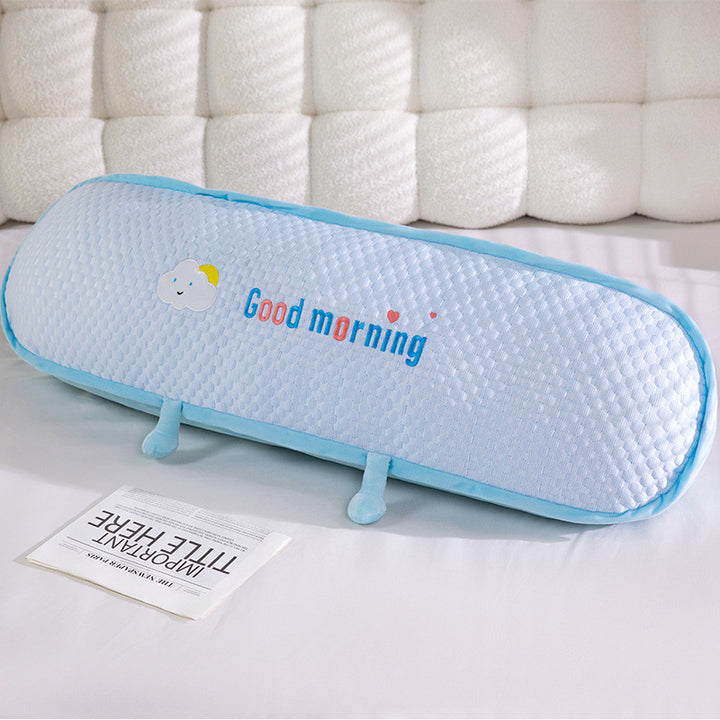 Ergonomic cuddle pillow with Bowlift motif