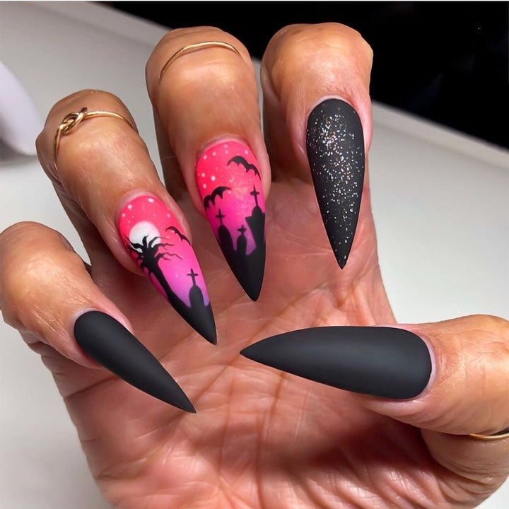 Artful Nail Art in Halloween Design Bowlift