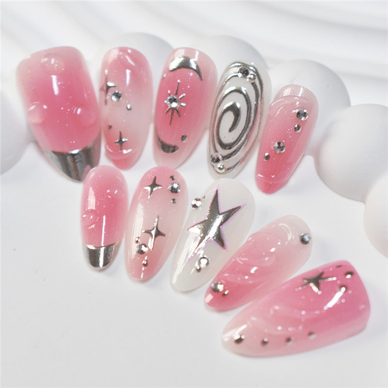 Decorative Star and Swirl Nail Art Bowlift
