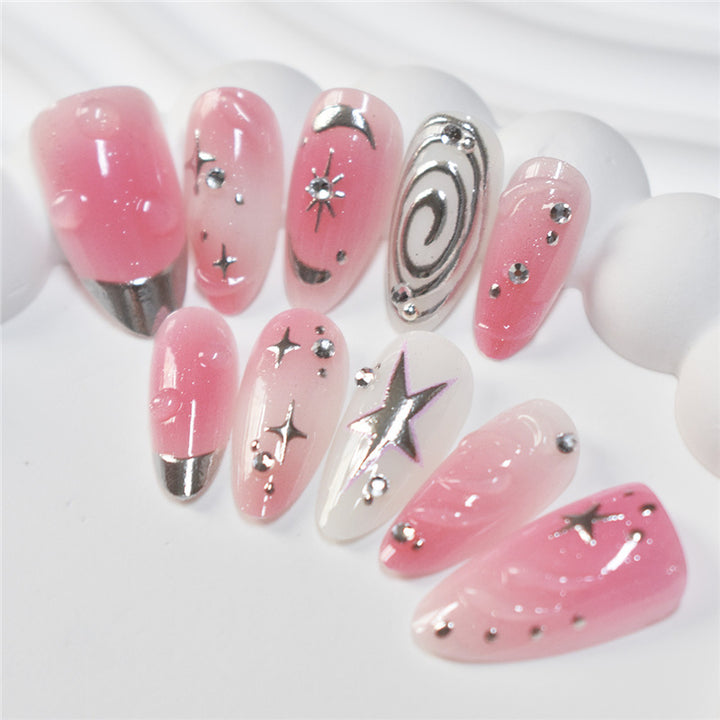 Decorative Star and Swirl Nail Art Bowlift