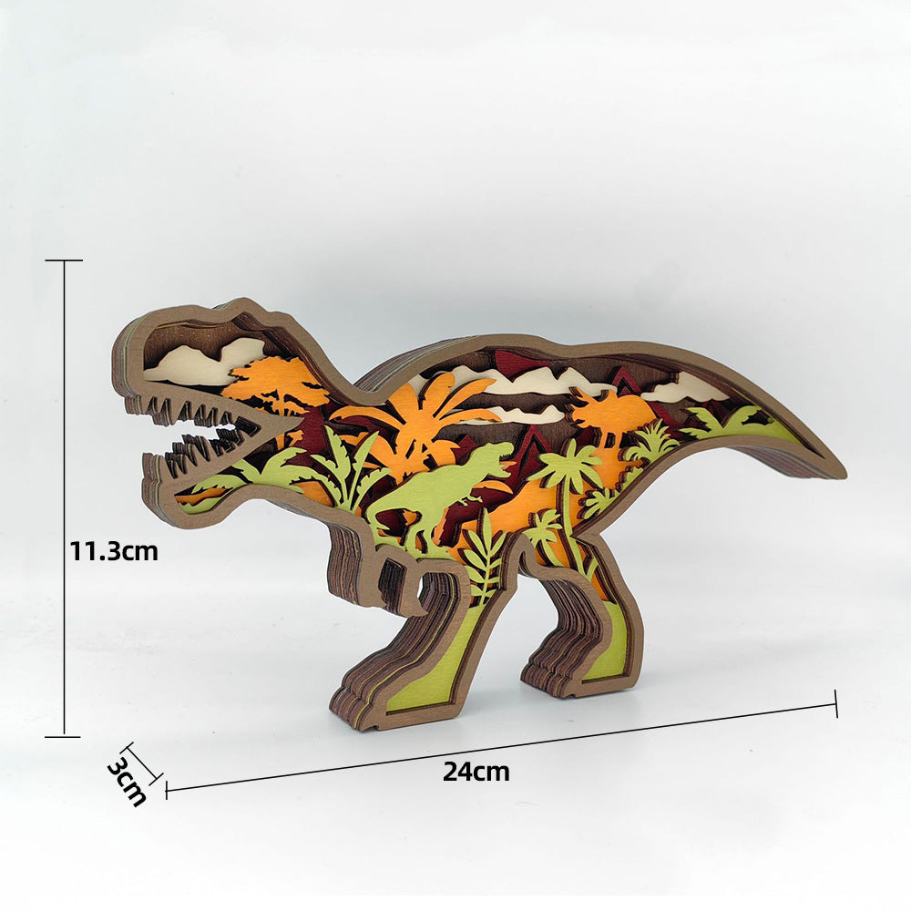 Layered Wooden Dinosaur Decorative Sculpture Bowlift