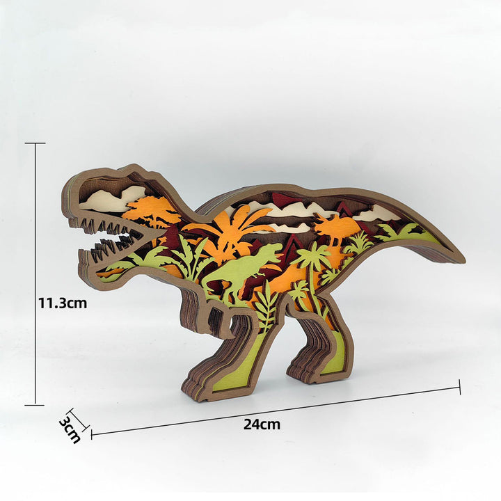 Layered Wooden Dinosaur Decorative Sculpture Bowlift