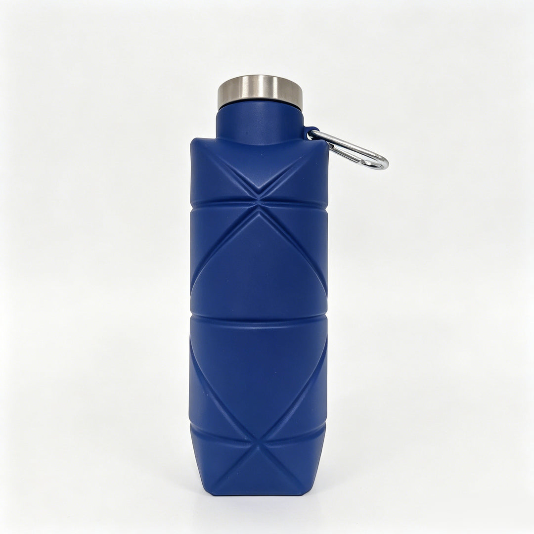 Collapsible Silicone Travel Water Bottle with Stainless Cap and Carabiner Bowlift