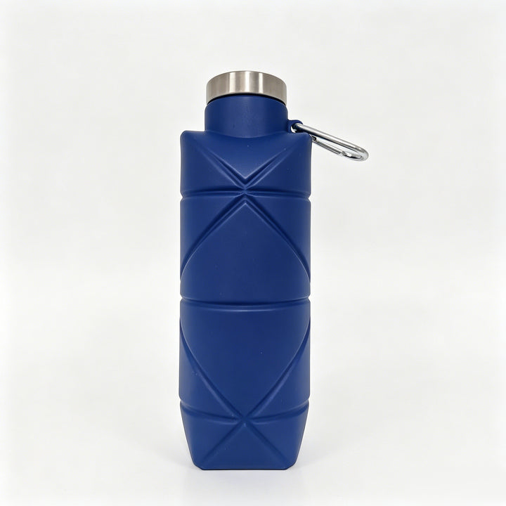 Collapsible Silicone Travel Water Bottle with Stainless Cap and Carabiner Bowlift