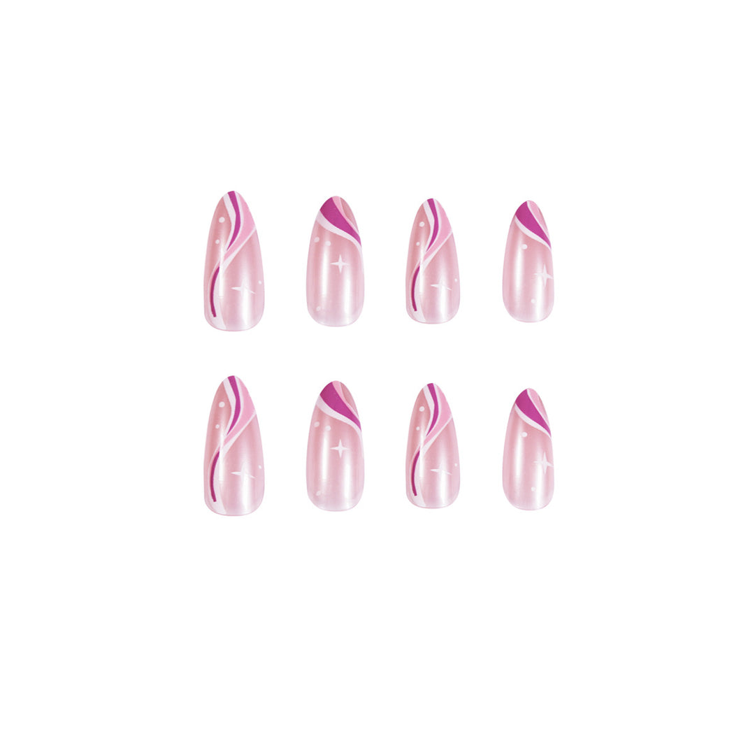 Elegant artistic nail extensions with delicate gradient and accented lines Bowlift