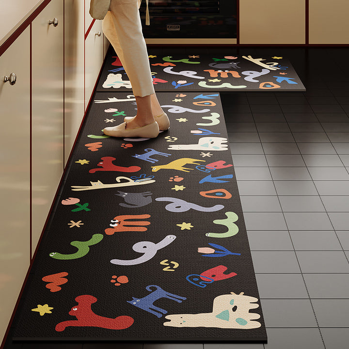 Playful Dog-Themed Anti-Fatigue Kitchen Mat