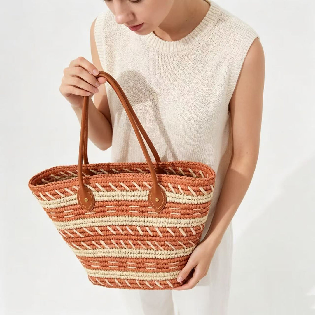 Bast-Beach bag with Elegant Structured Design Bowlift