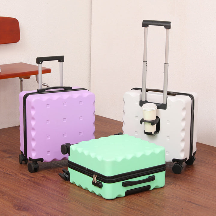 Compact Beverage Holder Rolling Suitcase Bowlift