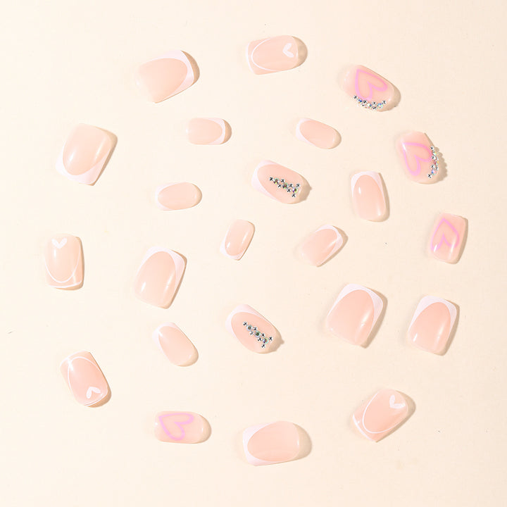 Heart-Accent Gel Nail Art Extensions Bowlift