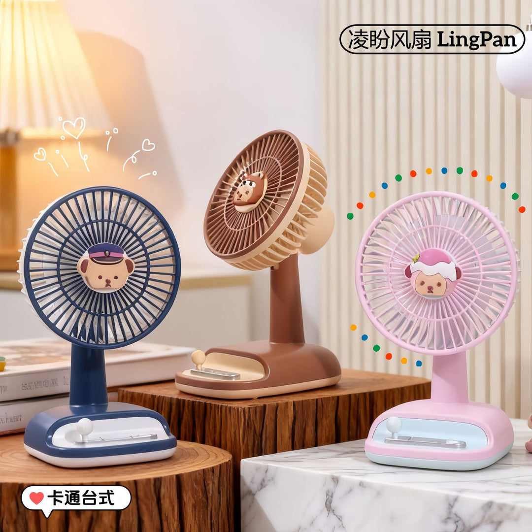 Unisex compact USB table fan with rechargeable battery, quiet motor, and adjustable head Bowlift