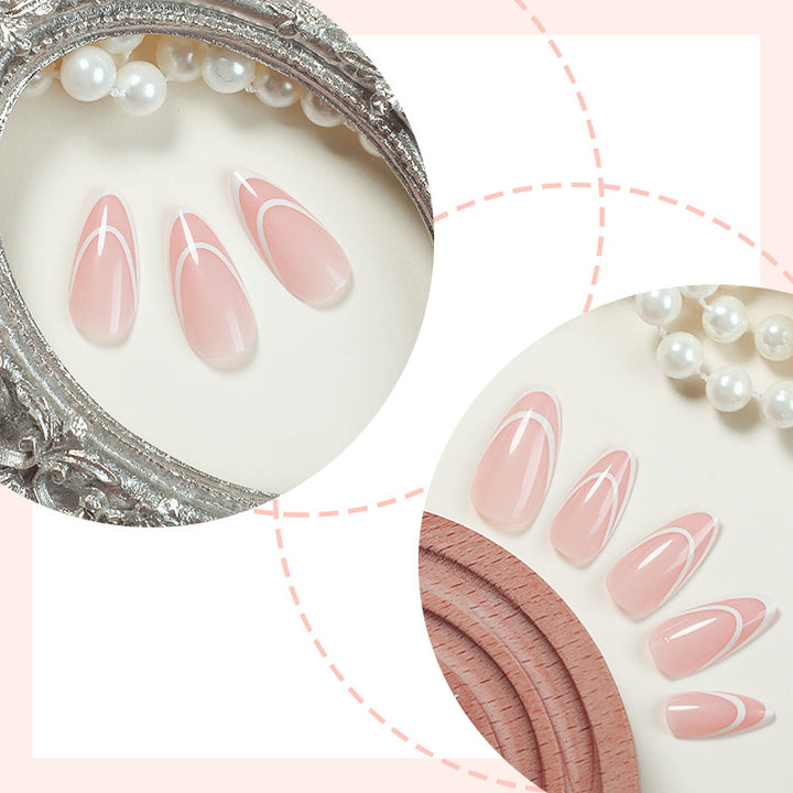Designer Press-On Nail Set with Elegant Geometric Patterns Bowlift