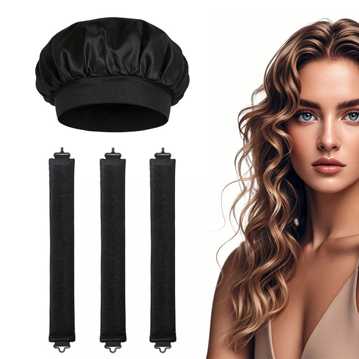 Satin Sleep Cap and Hair Rollers