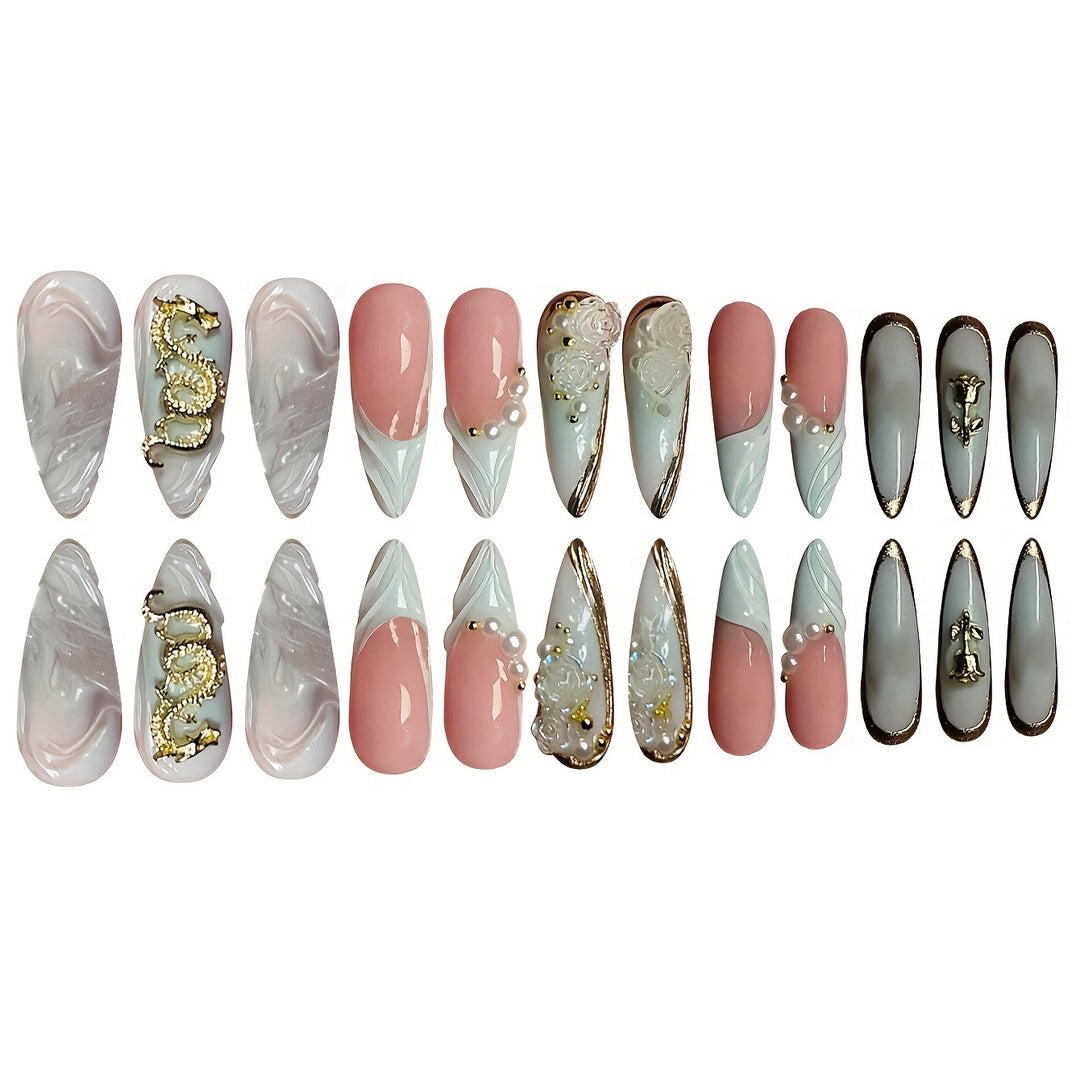 Creative Artistic Press-On Nail Design Bowlift