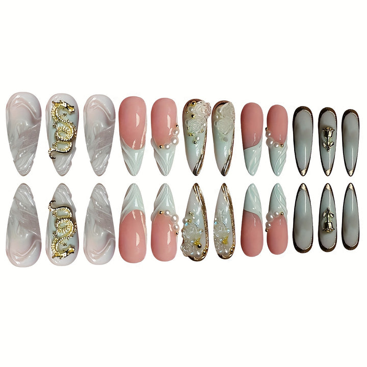 Creative Artistic Press-On Nail Design Bowlift