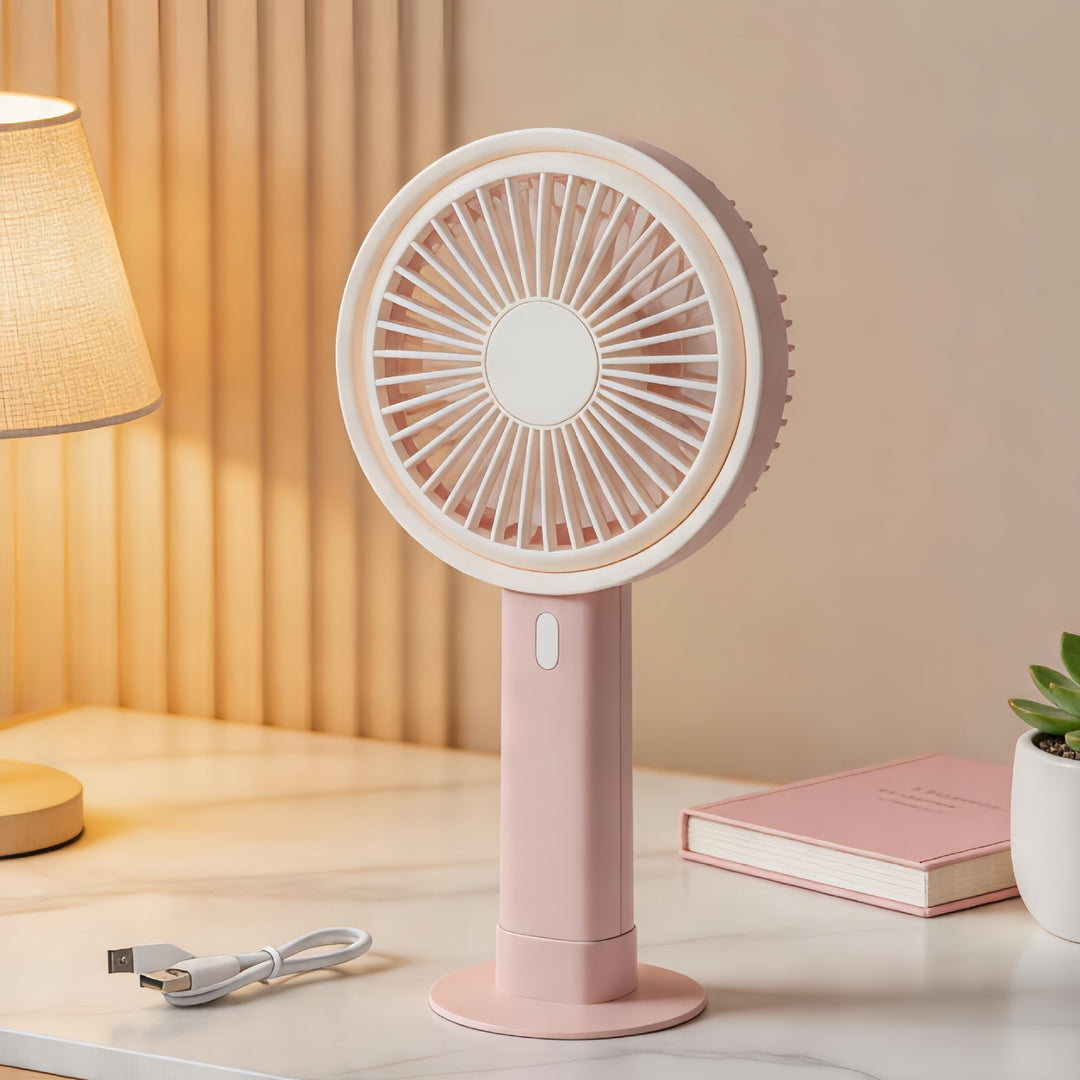 Women's Portable Table Fan with Integrated USB Charging Function Bowlift