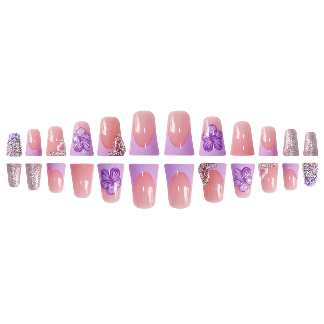 Creative Floral Acrylic Nail Art Bowlift