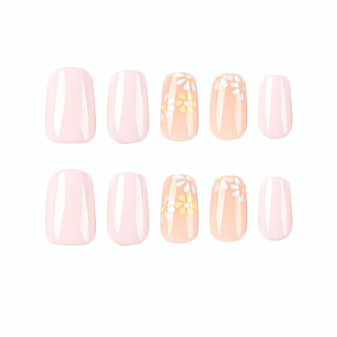 Artful nail extensions with floral decorations Bowlift
