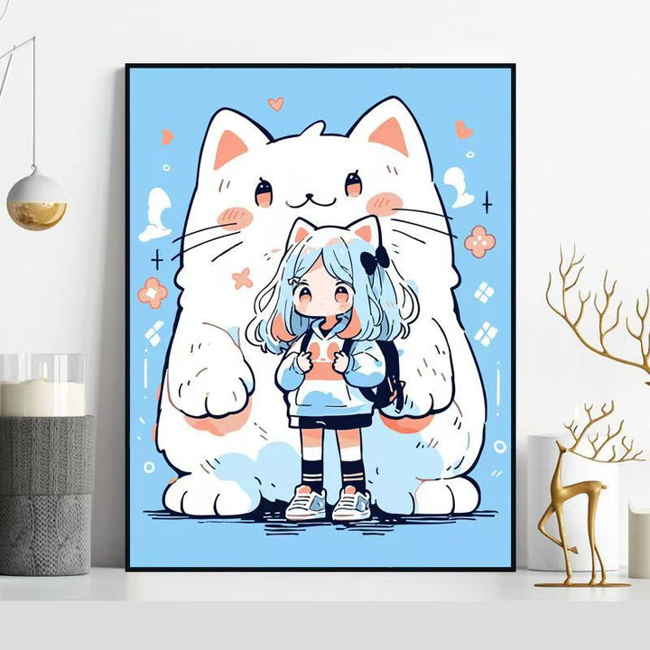 Whimsical Cat-Themed Illustration Wall Art Bowlift