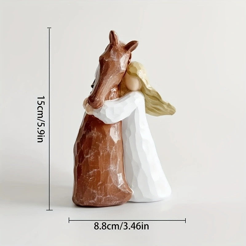 Handcrafted Resin Horse Hug Figurine Home Decor Sculpture Bowlift