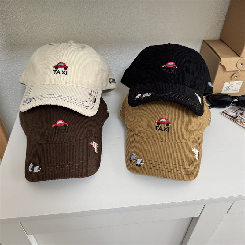 Men's Corduroy Taxi Embroidered Baseball Cap Bowlift